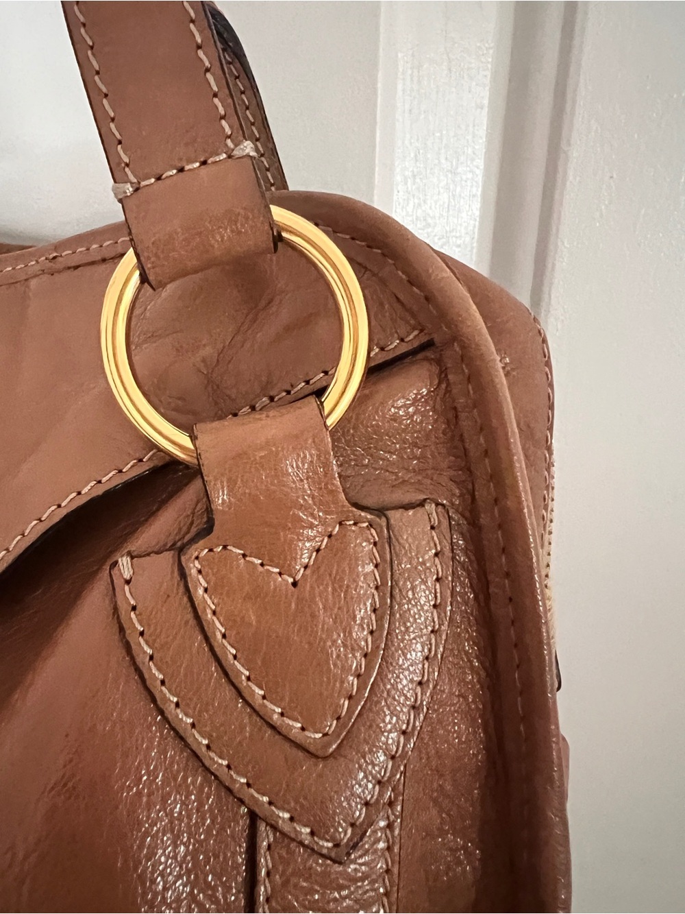Marc Jacobs Brown Leather Tote Shoulder Bag with Gold Hardware - Picture 3 of 12